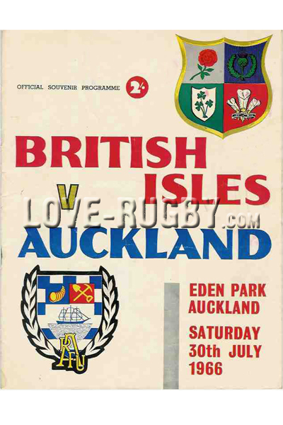 1966 Auckland v British Isles  Rugby Programme